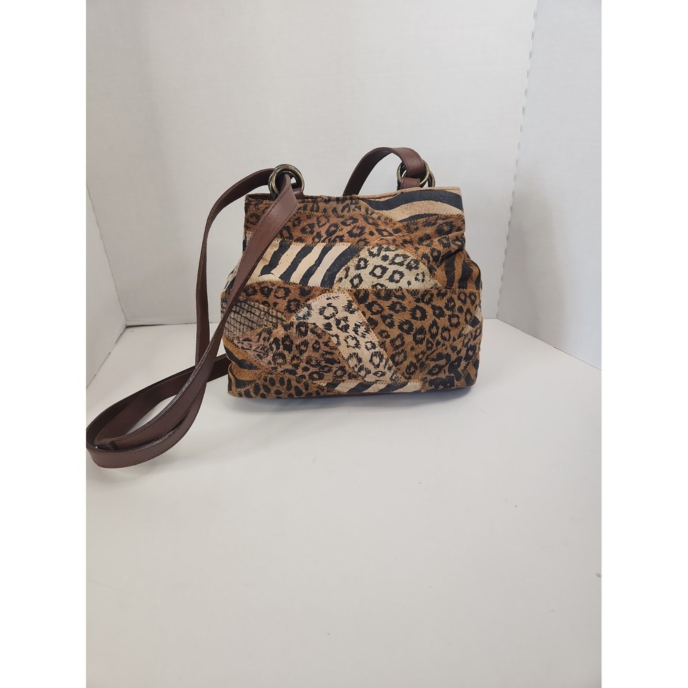 Vtg Viva of California Patchwork Shoulder Bag Leopard Zebra Cheetah Print Y2K